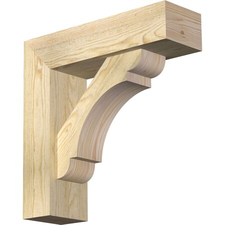 Ekena Millwork Olympic Block Rough Sawn Bracket w/ Offset Brace, Douglas Fir, 6"W x 20"D x 20"H BKT0604X20X20OLY05RDF